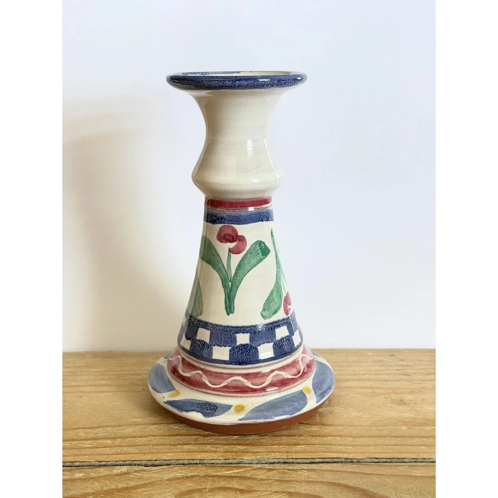 Vintage Cottagecore Candle Holder | Studio Art Pottery MacKenzie-Childs Style